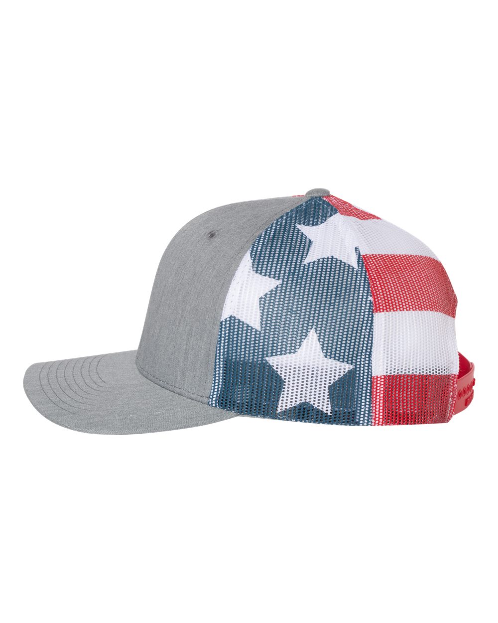 Acrylic Laser-Engraved USA Heart Patch - Heather Grey/ Stars & Stripes, OSFM