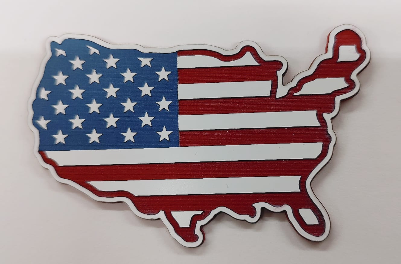 Acrylic Laser-Engraved USA Map Patch - Heather Grey/ Stars & Stripes, OSFM