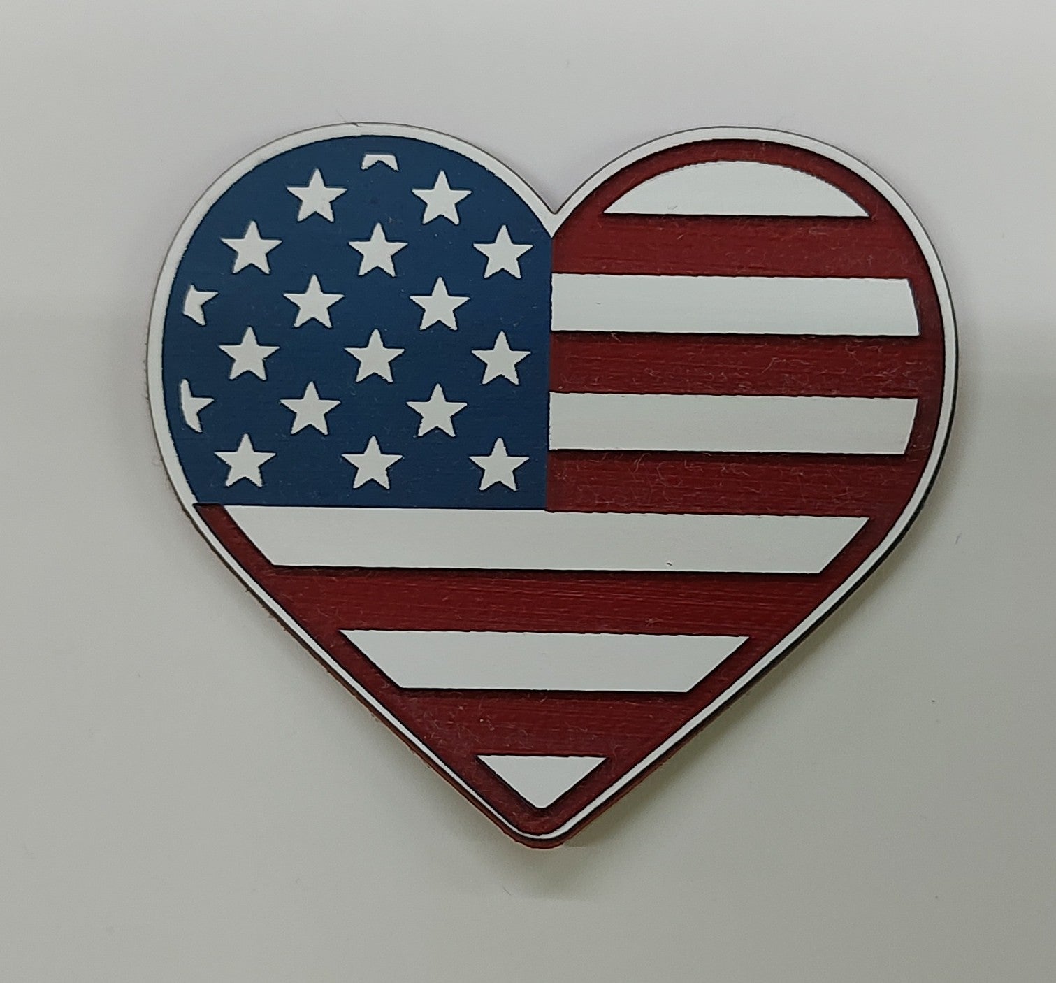 Acrylic Laser-Engraved USA Heart Patch - Heather Grey/ Stars & Stripes, OSFM