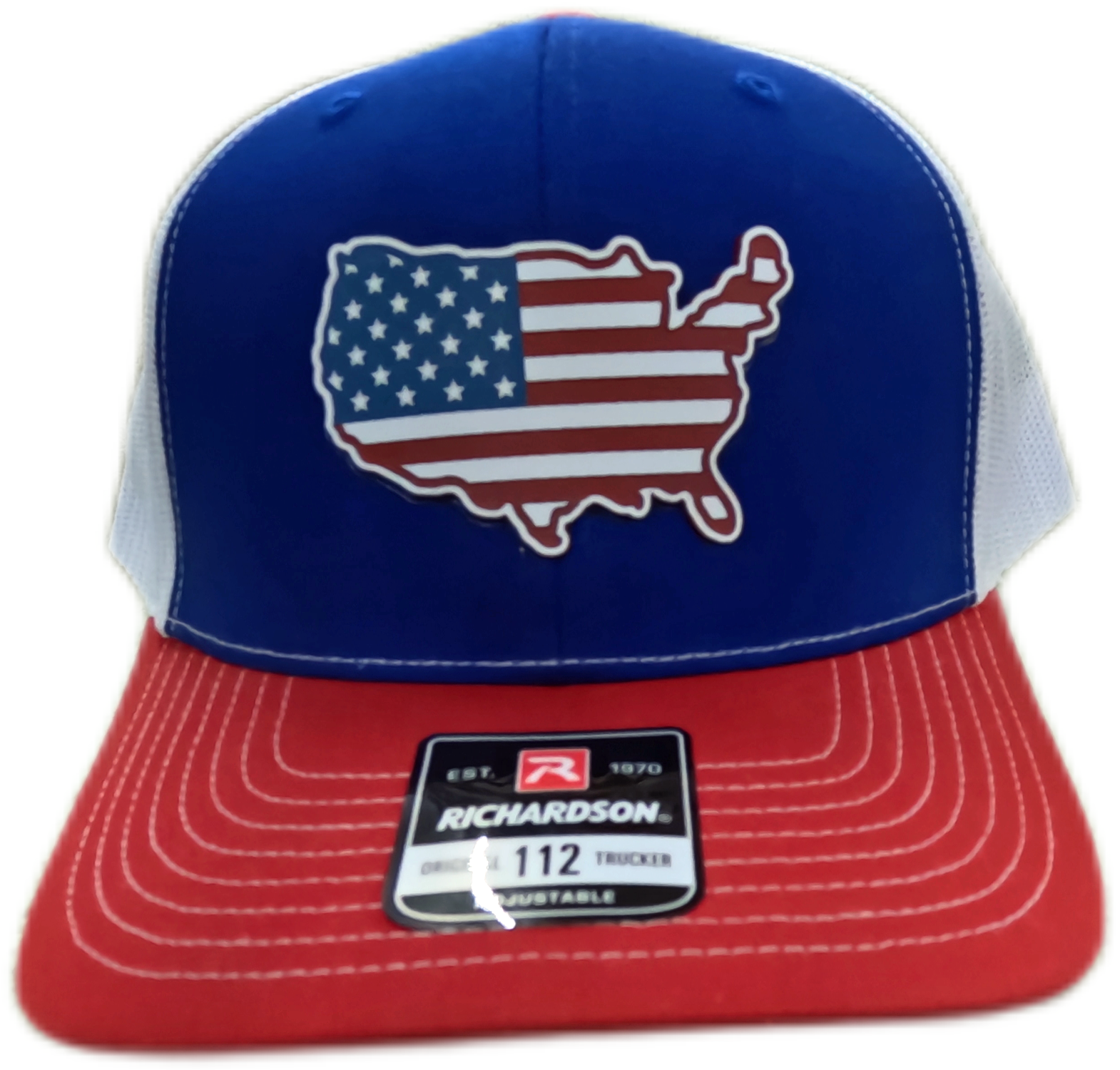 Acrylic Laser-Engraved USA Map Patch – Trucker Hat Royal/ White/ Red, OSFM