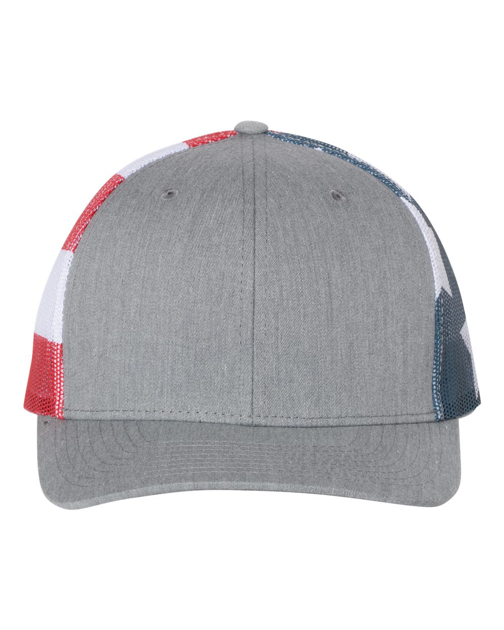Acrylic Laser-Engraved USA Heart Patch - Heather Grey/ Stars & Stripes, OSFM